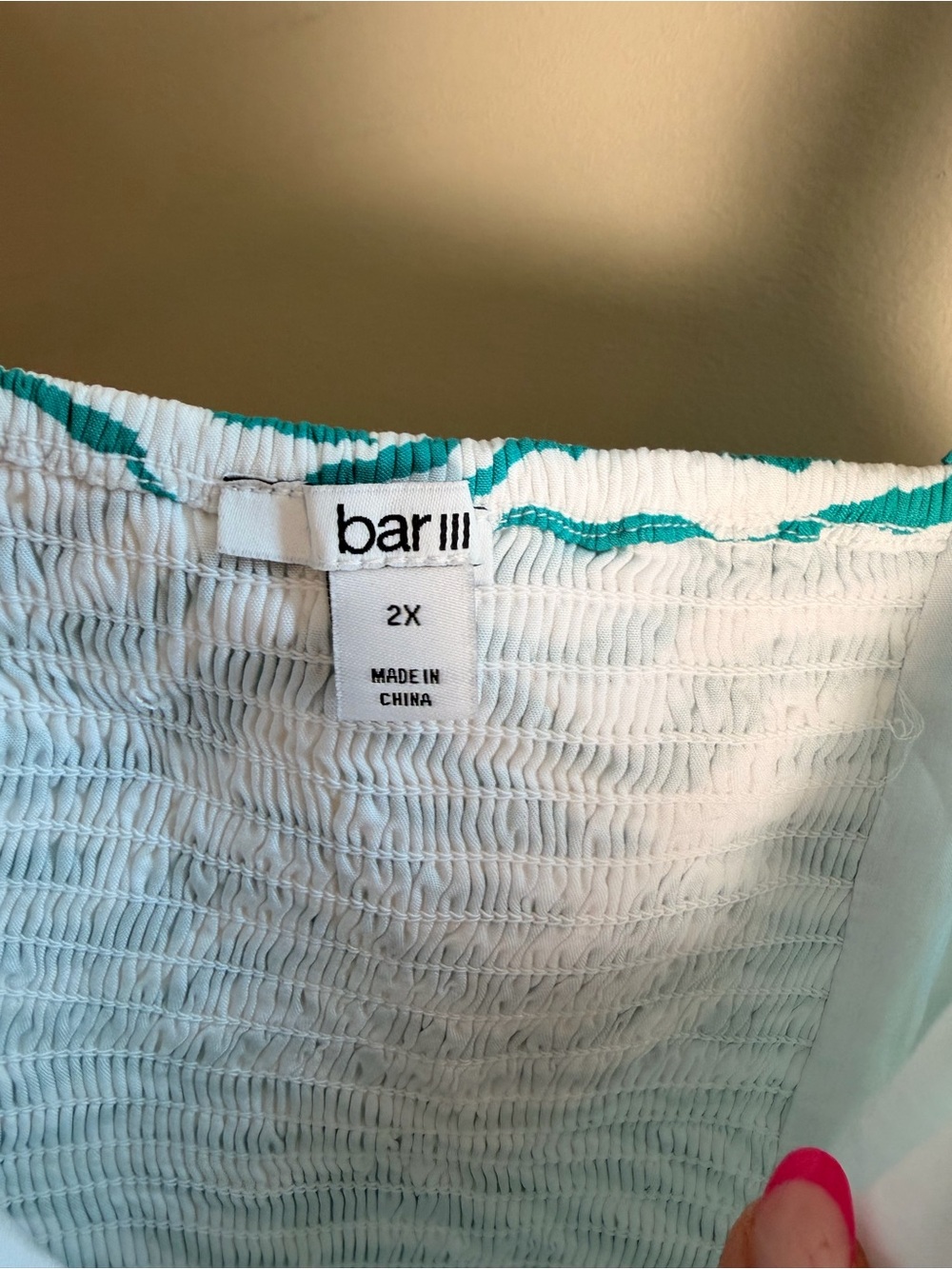 Bar III 2X NWOT Teal Zebra Print Smocked Back Crop Tank Top Plus Size - Picture 3 of 4